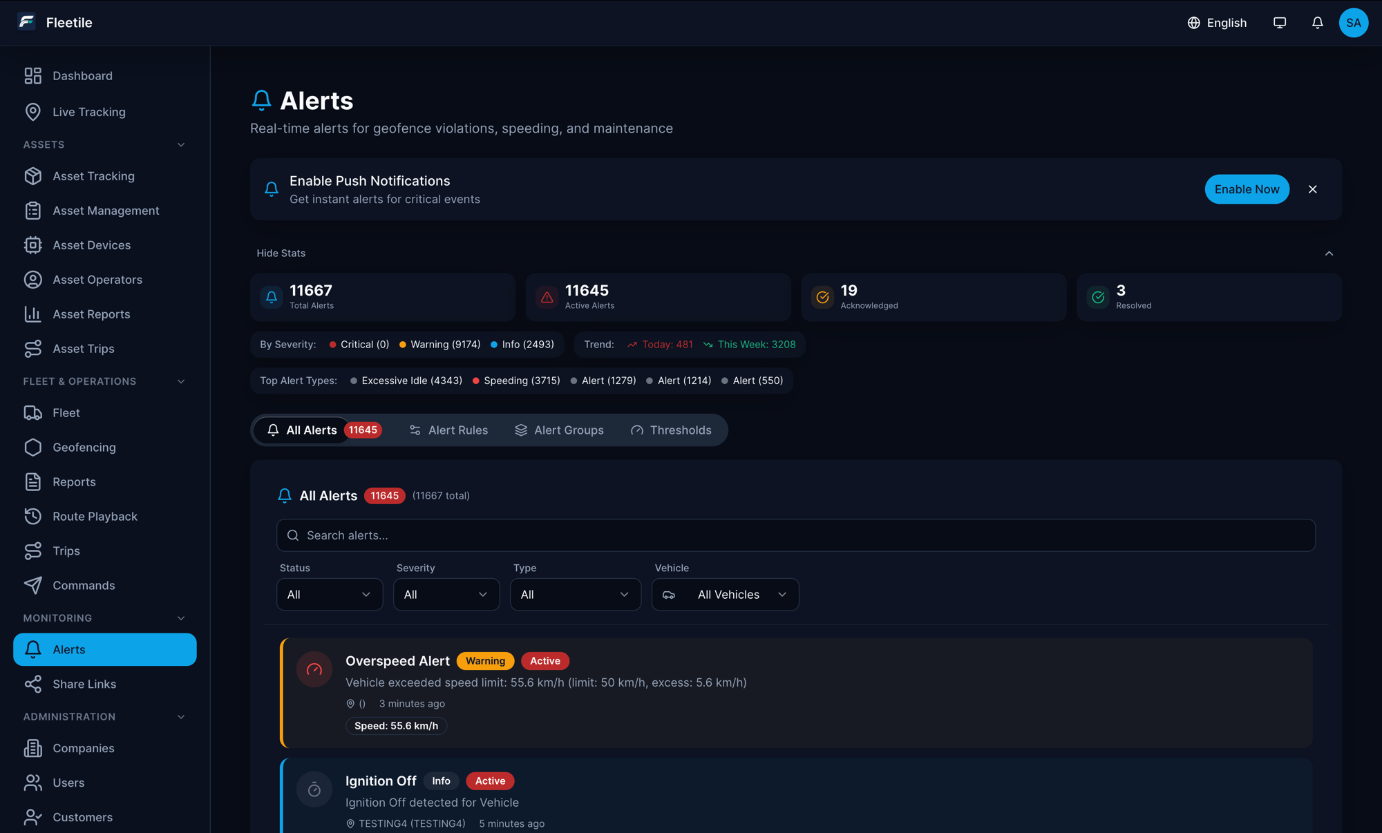 Alerts & events